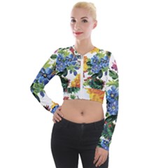 Flowers Long Sleeve Cropped Velvet Jacket by goljakoff