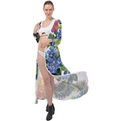 Flowers Maxi Chiffon Beach Wrap by goljakoff