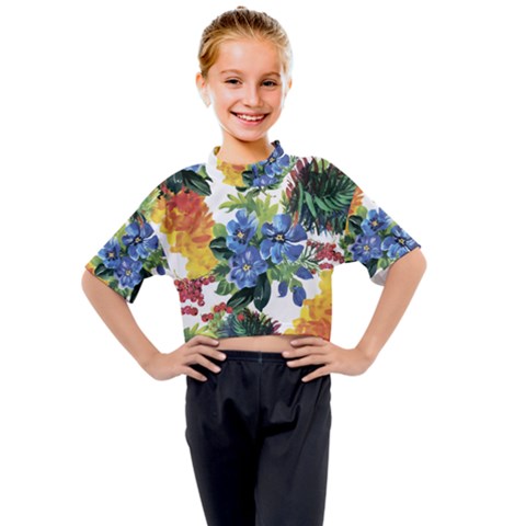 Flowers Kids Mock Neck Tee by goljakoff