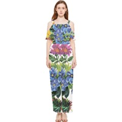 Flowers Draped Sleeveless Chiffon Jumpsuit