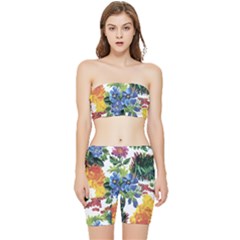 Flowers Stretch Shorts And Tube Top Set by goljakoff