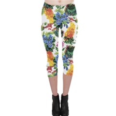 Flowers Pattern Capri Leggings  by goljakoff