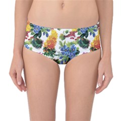 Flowers Pattern Mid-waist Bikini Bottoms