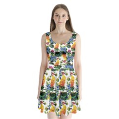 Flowers Pattern Split Back Mini Dress  by goljakoff