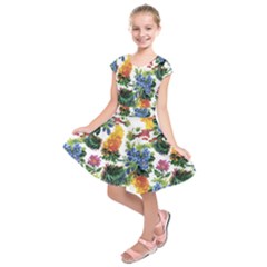 Flowers Pattern Kids  Short Sleeve Dress by goljakoff