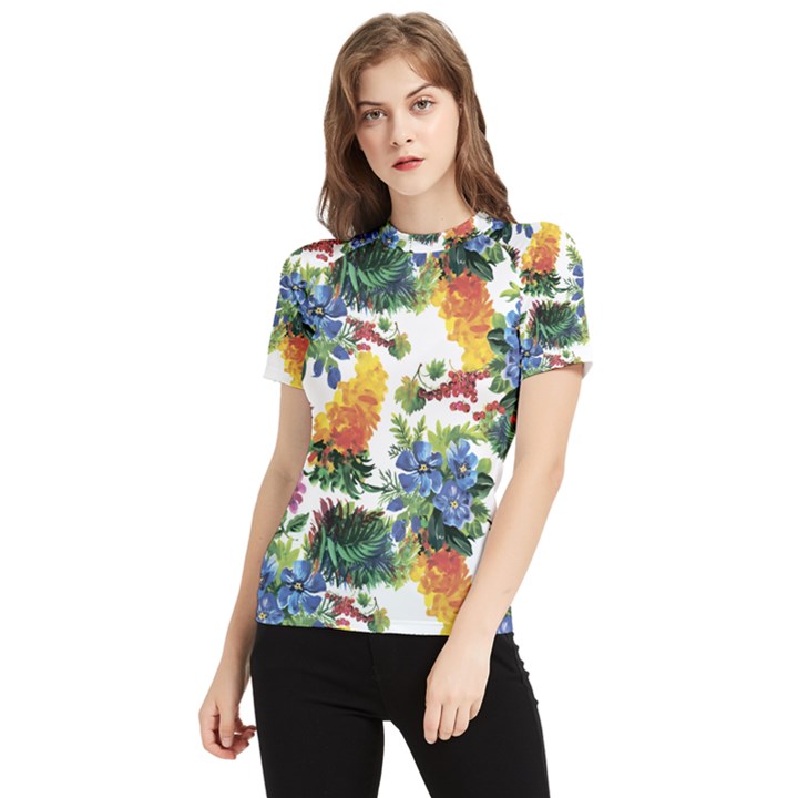 Flowers pattern Women s Short Sleeve Rash Guard