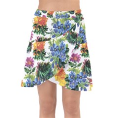 Flowers Pattern Wrap Front Skirt by goljakoff