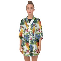 Flowers Pattern Half Sleeve Chiffon Kimono by goljakoff