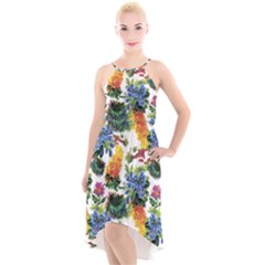 Flowers Pattern High-low Halter Chiffon Dress  by goljakoff