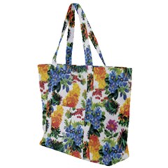 Flowers Pattern Zip Up Canvas Bag by goljakoff