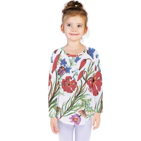 Summer Flowers Kids  Long Sleeve Tee by goljakoff