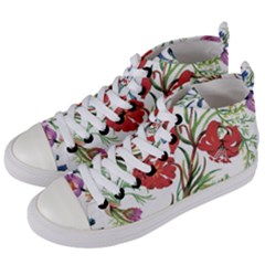 Summer Flowers Women s Mid-top Canvas Sneakers by goljakoff