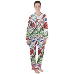 Summer Flowers Satin Long Sleeve Pyjamas Set by goljakoff