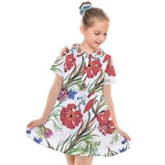 Summer Flowers Kids  Short Sleeve Shirt Dress by goljakoff