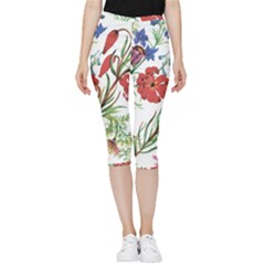 Summer Flowers Inside Out Lightweight Velour Capri Leggings  by goljakoff