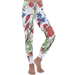 Summer Flowers Kids  Lightweight Velour Classic Yoga Leggings by goljakoff