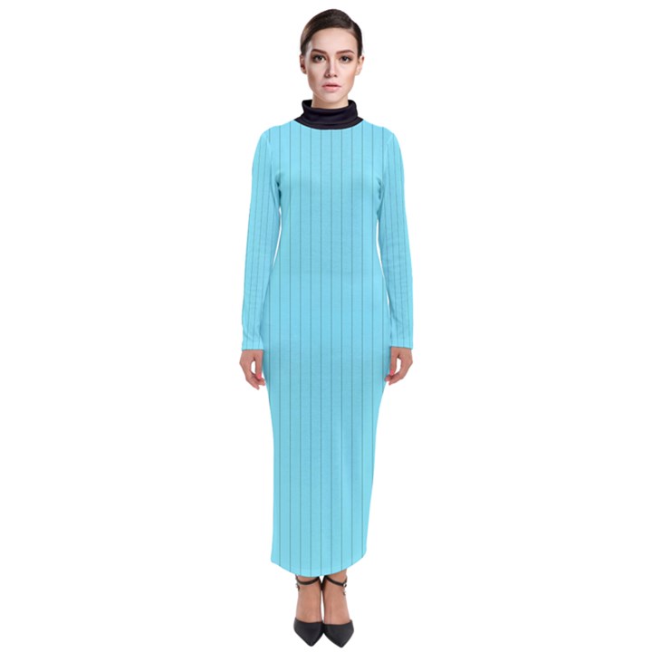 Arctic Blue & Black -  Turtleneck Maxi Dress