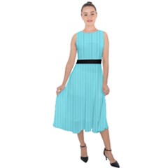 Arctic Blue & Black -  Midi Tie-back Chiffon Dress by FashionLane