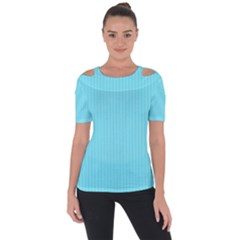 Arctic Blue & Black -  Shoulder Cut Out Short Sleeve Top by FashionLane