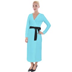 Arctic Blue & Black -  Velvet Maxi Wrap Dress by FashionLane