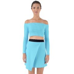 Arctic Blue & Black -  Off Shoulder Top With Skirt Set by FashionLane