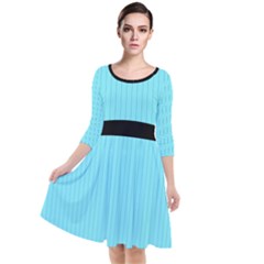 Arctic Blue & Black -  Quarter Sleeve Waist Band Dress by FashionLane