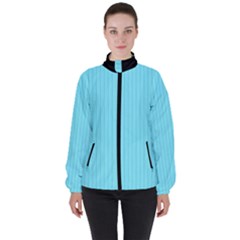 Arctic Blue & Black -  Women s High Neck Windbreaker by FashionLane