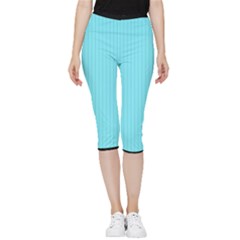 Arctic Blue & Black -  Inside Out Lightweight Velour Capri Leggings  by FashionLane