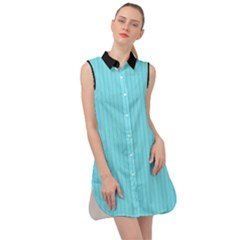 Arctic Blue & Black -  Sleeveless Shirt Dress by FashionLane