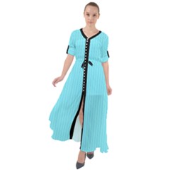 Arctic Blue & Black -  Waist Tie Boho Maxi Dress by FashionLane