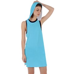 Arctic Blue & Black -  Racer Back Hoodie Dress