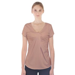 Antique Brass Brown & Black -  Short Sleeve Front Detail Top by FashionLane