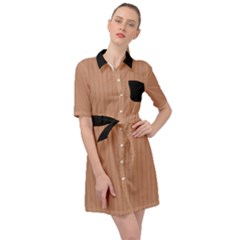 Antique Brass Brown & Black -  Belted Shirt Dress by FashionLane