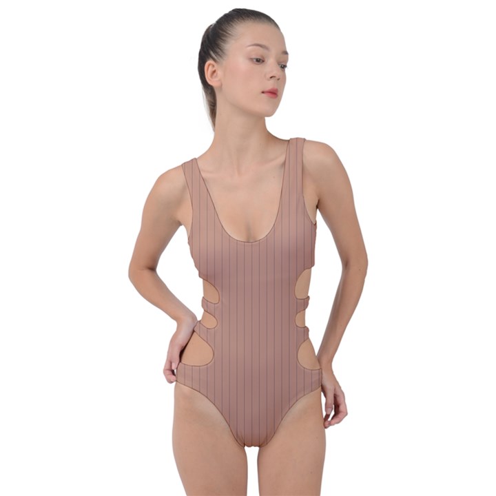 Antique Brass Brown & Black -  Side Cut Out Swimsuit