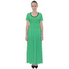 Algae Green & Black -  High Waist Short Sleeve Maxi Dress