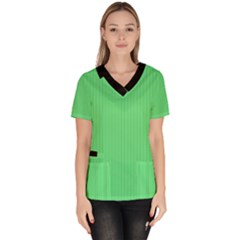 Algae Green & Black -  Women s V-neck Scrub Top by FashionLane