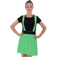 Algae Green & Black -  Velvet Suspender Skater Skirt by FashionLane