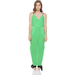 Algae Green & Black -  Sleeveless Tie Ankle Jumpsuit by FashionLane