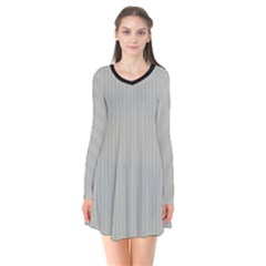 Silver Cloud Grey & Black - Long Sleeve V-neck Flare Dress by FashionLane