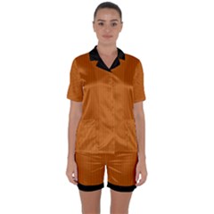 Alloy Orange & Black - Satin Short Sleeve Pyjamas Set by FashionLane