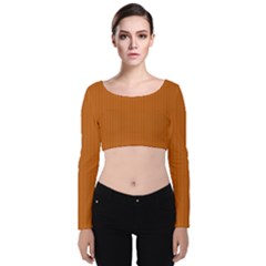 Alloy Orange & Black - Velvet Long Sleeve Crop Top by FashionLane