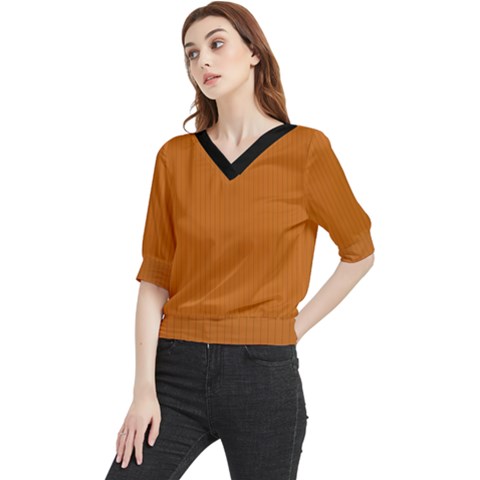 Alloy Orange & Black - Quarter Sleeve Blouse by FashionLane