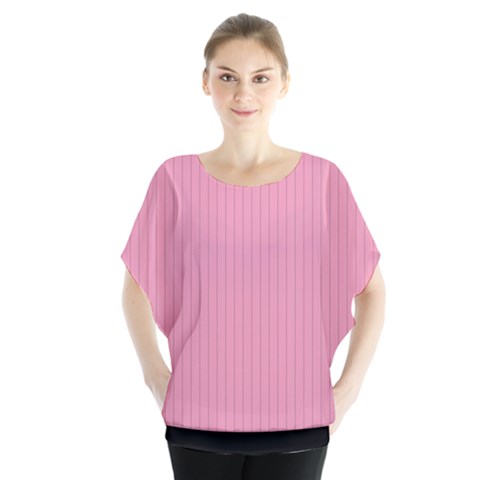 Amaranth Pink & Black - Batwing Chiffon Blouse by FashionLane