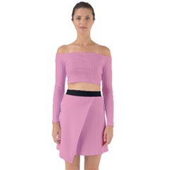 Amaranth Pink & Black - Off Shoulder Top With Skirt Set