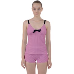 Amaranth Pink & Black - Tie Front Two Piece Tankini