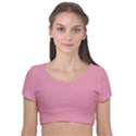 Amaranth Pink & Black - Velvet Short Sleeve Crop Top  View1