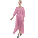 Amaranth Pink & Black - Quarter Sleeve Wrap Front Maxi Dress View1