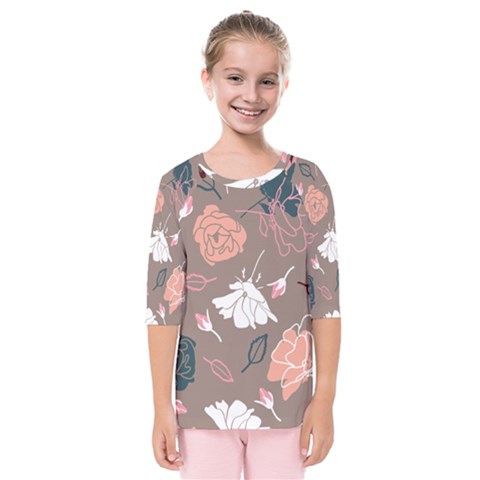 Rose -01 Kids  Quarter Sleeve Raglan Tee by LakenParkDesigns