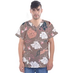 Rose -01 Men s V-neck Scrub Top