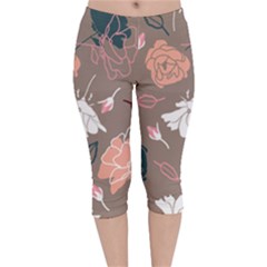 Rose -01 Velvet Capri Leggings  by LakenParkDesigns